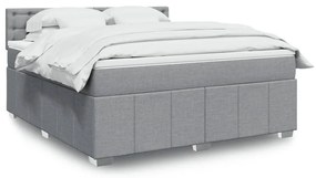 Κρεβάτι Boxspring με Στρώμα Ανοιχτό Γκρι 180x200 εκ. Υφασμάτινο - Γκρι