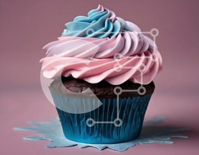 Intra Συλλεκτικό Ξύλινο Παζλ Plywood  4mm - Πολύχρωμο Cupcake με ροζ και μπλε πάγωμα Σε Ξύλινο Κουτί - Διαστάσεις: 10x10 cm – 25 κομμάτια