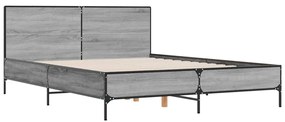 vidaXL Πλαίσιο Κρεβατιού Γκρι Sonoma 150x200 εκ. Επεξ. Ξύλο & Μέταλλο