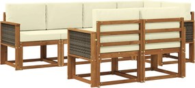 vidaXL Σειρά Καναπέ Εξωτερικού 7 pcs Φυσικό και Κρέμα Πολυεστέρας