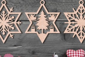 Σετ των 3 Intra απο ξύλο plywood 3mm-4mm πάχος - Στολίδι Χριστουγεννιάτικου Δέντρου με Laser Cut Δίασταση 6x6 cm INTRAFABR-103023814