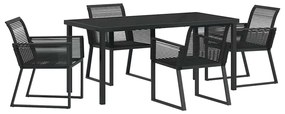 vidaXL Σέτ φαγητού για κήπο 5 pcs Μαύρο Πολυ ράταν