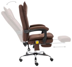 vidaXL Πολυθρόνα Γραφείου Μασάζ Καφέ Υφασμάτινη