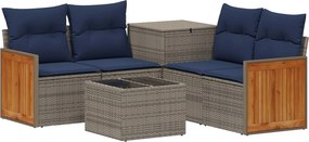vidaXL Σετ Καναπέ 6 τμχ. Γκρι και Navy Blue 55 x 55 x 37 εκ