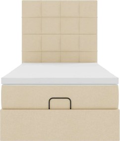 vidaXL Οθωμανικό κρεβάτι με στρώμα Cream 90x190cm ύφασμα