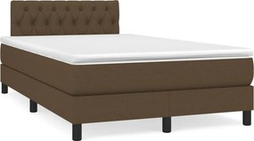 vidaXL Κρεβάτι Boxspring με Στρώμα Σκούρο Καφέ 120x200 εκ. Υφασμάτινο