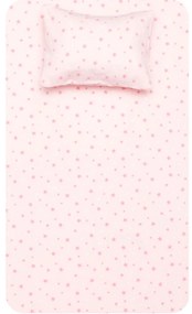 Σετ Σεντόνια Κούνιας Φανελένια Αστεράκια Ροζ 2x(120x160) + 1x(30x40) - Borea Home