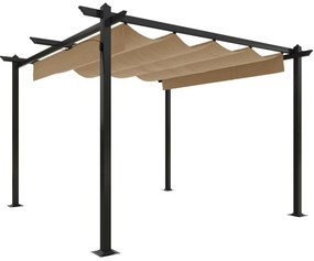 vidaXL Κιόσκι Κήπου με Πτυσσόμενη Οροφή Taupe 3 x 3 μ.