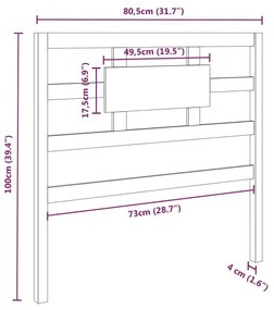 Κεφαλάρι Κρεβατιού Μαύρο 80,5x4x100 εκ. από Μασίφ Ξύλο Πεύκου - Μαύρο