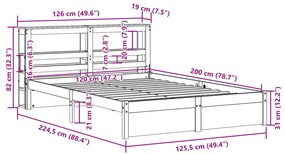 ΠΛΑΙΣΙΟ ΚΡΕΒΑΤΙΟΥ ΜΕ ΚΕΦΑΛΑΡΙ 120X200 ΕΚ. ΑΠΟ ΜΑΣΙΦ ΞΥΛΟ ΠΕΥΚΟΥ 3305993