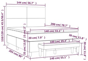 Κρεβάτι Boxspring με Στρώμα Ανοιχτό Γκρι 140x200 εκ. Υφασμάτινο - Γκρι