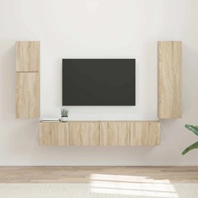vidaXL Σετ επίπλου τηλεόρασης 4 pcs Δρύς Sonoma Επεξεργασμένο ξύλο