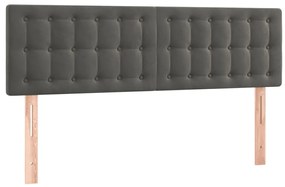 Κρεβάτι Boxspring με Στρώμα Σκούρο Γκρι 140x190 εκ. Βελούδινο - Γκρι