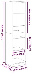 Ντουλάπα Λευκή 50 x 50 x 200 εκ. από Επεξ. Ξύλο - Λευκό