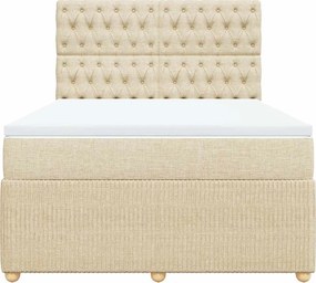 vidaXL Κρεβάτι Boxspring με Στρώμα Κρεμ 140x200 εκ. Υφασμάτινο