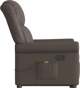 vidaXL Μόνιμη πολυθρόνα μασάζ Shiny Brown Faux Leather