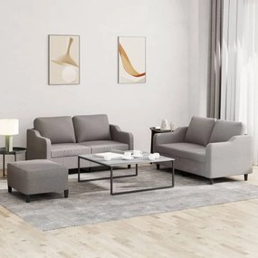 Πολυθρόνες Σετ 3 Τεμαχίων Taupe από Ύφασμα με Μαξιλάρια