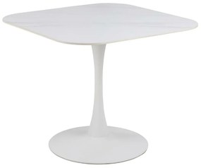 Τραπέζι Oakland 909, Λευκό μάρμαρο, Άσπρο, 75x90x90cm, 33 kg, Κεραμικός, Μέταλλο | Epipla1.gr