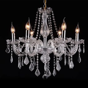 Artekko Chandelier Lisa Πολυέλαιος 6φωτος Διάφανο Κρύσταλλο (66x65x60)cm