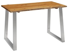 vidaXL Τραπεζαρία 120x65x75 εκ. Μασίφ Ξύλο Ακακίας / Ανοξείδωτο Ατσάλι
