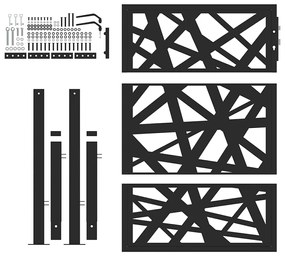 vidaXL Πύλη κήπου Μαύρη 105x130 cm Ατσάλινη ελαφριά σχεδίαση