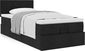 vidaXL Οθωμανικό κρεβάτι με στρώμα Μαύρο 90x200cm Ύφασμα