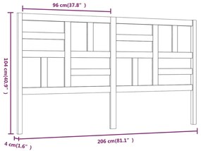 vidaXL Κεφαλάρι Κρεβατιού Μελί 206x4x104 εκ. από Μασίφ Ξύλο Πεύκου