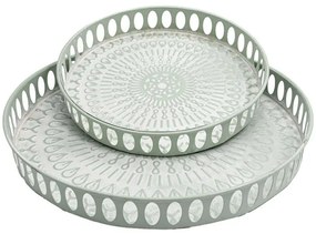 Διακοσμητικοί Δίσκοι (Σετ 2Τμχ) 168-125-038 38x5cm Mint-White Μέταλλο