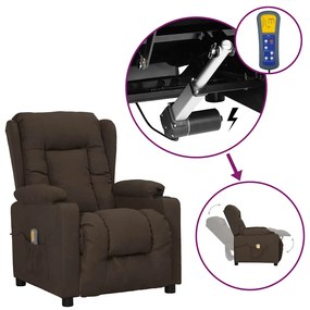 vidaXL Πολυθρόνα Μασάζ με Ανύψωση Σκούρο Καφέ Υφασμάτινη