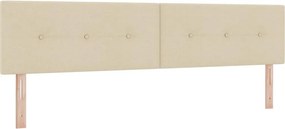 vidaXL LED Κρεβάτι με βάθρο με μαξιλάρι Κρεμ 200 x 200 cm ύφασμα