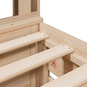 Κρεβάτι Βιβλιοθήκη Χωρίς Στρώμα 90x190 εκ Μασίφ Ξύλο Πεύκου - Καφέ
