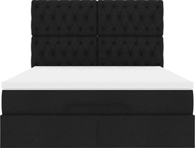 vidaXL Οθωμανικό κρεβάτι με στρώμα Μαύρο 140x200cm Ύφασμα