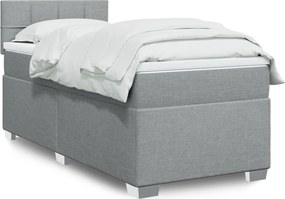 vidaXL Κρεβάτι Boxspring με Στρώμα Ανοιχτό Γκρι 90x200 εκ. Υφασμάτινο