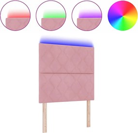 vidaXL LED κεφαλάρι Ροζ 100 cm Τεχνητό Δέρμα