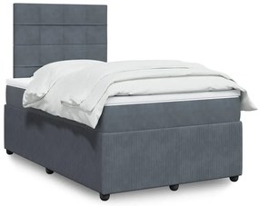 vidaXL Κρεβάτι Boxspring με Στρώμα Σκούρο Γκρι 120x200 εκ. Βελούδινο