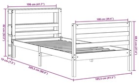 Σκελετός Κρεβ. Χωρίς Στρώμα Καφέ Κεριού 100x200 εκ Μασίφ Πεύκο - Καφέ