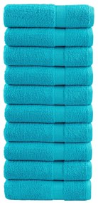 vidaXL Πετσέτες Μπάνιου Premium SOLUND 10 τεμ. Τυρκουάζ 100x150 εκ. 600 γρ./μ²