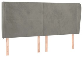 Κεφαλάρι με Πτερύγια Ανοιχτό Γκρι 203x23x118/128 εκ. Βελούδινο 3117742