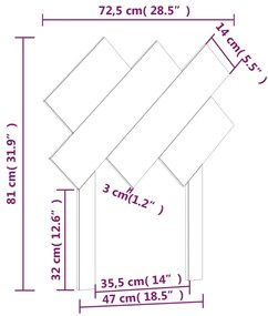 vidaXL Κεφαλάρι Κρεβατιού Γκρι 72,5 x 3 x 81 εκ. από Μασίφ Ξύλο Πεύκου