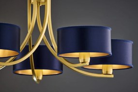 Κρεμαστό Πολύφωτο Arthur Φ75cm Χρυσό με Μπλε Ύφασμα