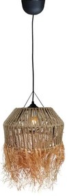 Φωτιστικό οροφής Bowler Inart ψάθινο φυσικό Φ36x62εκ 36x36x62 εκ.