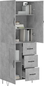vidaXL Ντουλάπι Γκρι Σκυροδέματος 69,5x34x180 εκ. Επεξεργασμένο Ξύλο