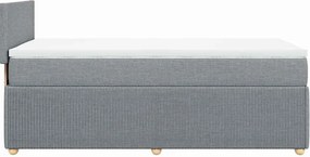 vidaXL Κρεβάτι Boxspring με Στρώμα Ανοιχτό Γκρι 90x190 εκ. Υφασμάτινο