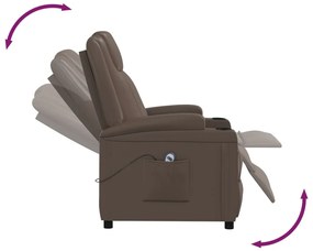 vidaXL Πολυθρόνα Μασάζ με Ανύψωση Γυαλ. Καφέ Συνθ. Δέρμα