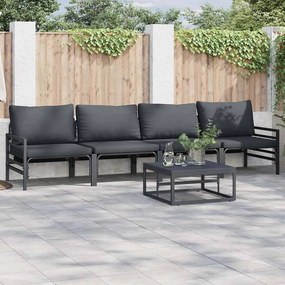 vidaXL Σετ Καναπέ Κήπου με μαξιλάρι 4 pcs Μαύρο Ατσάλι