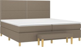 vidaXL Κρεβάτι Boxspring με Στρώμα Taupe 200x200 εκ. Υφασμάτινο