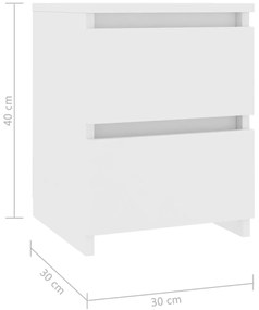 vidaXL Κομοδίνα 2 τεμ. Λευκά 30 x 30 x 40 εκ. από Επεξ. Ξύλο