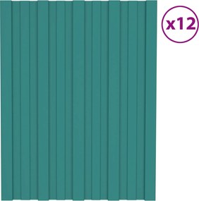 vidaXL Πάνελ οροφής 12 τεμ. Πράσινο 60 x 45 cm Γαλβανισμένος χάλυβας
