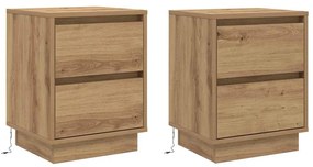 vidaXL Κομοδίνο με συρτάρι με 2 pcs artisan δρυς 39 x 34.5 x 50 εκ.