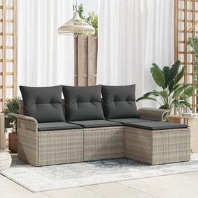 vidaXL Σετ Καναπέ με μαξιλάρι 4 pcs Γκρι συνθετικό ρατάν